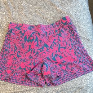 Lilly Pulitzer High Waist Floral Shorts in Pink and Blue